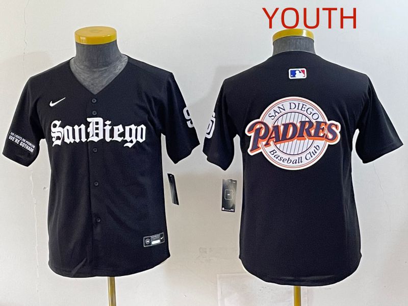 Youth 2025 San Diego Padres Blank Black Five generations Joint Name Nike MLB Jersey style 18->youth mlb jersey->Youth Jersey